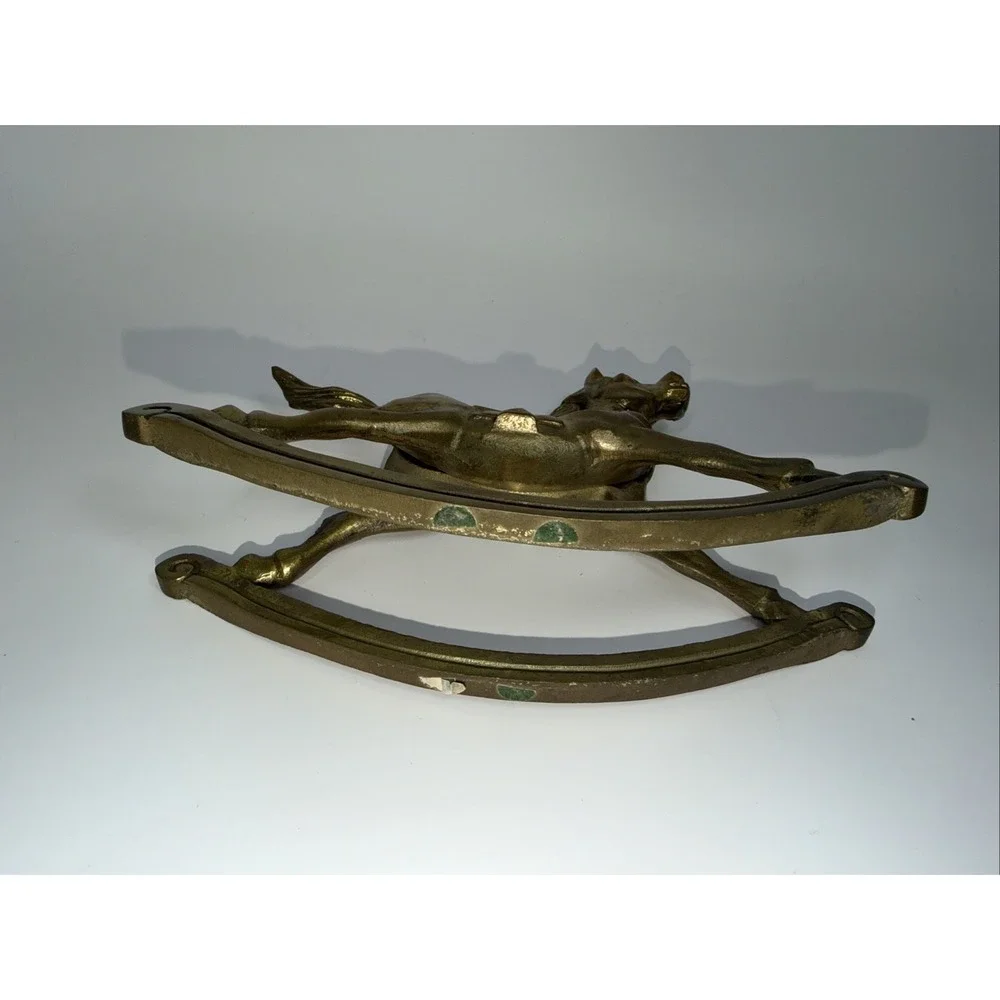 Vintage Brass Horse Figurine Solid Brass Rocking Horse Equestrian Home Decor